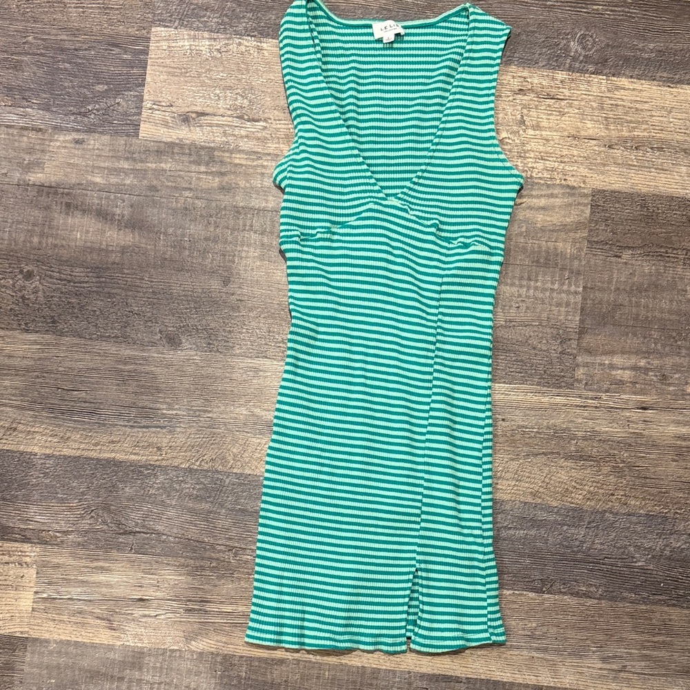 Le Lis Teal and Green  Striped Dress